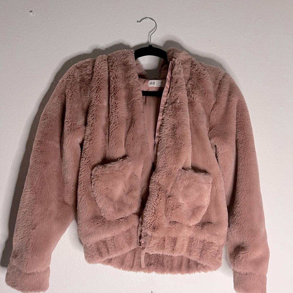 Dull Pink Fuzzy Youth Winter Jacket.